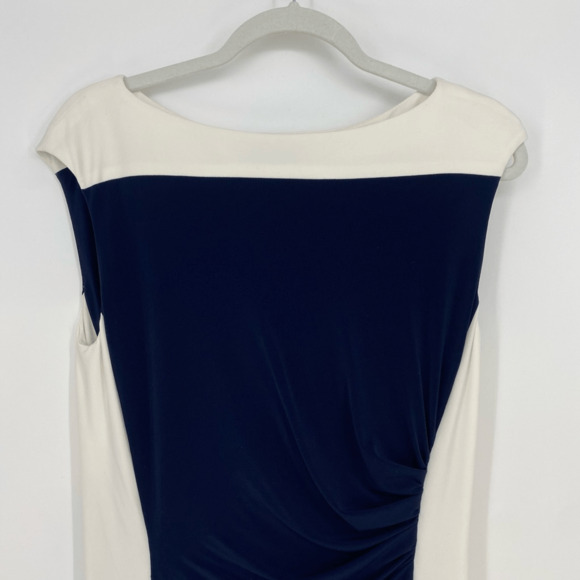 Ralph Lauren Sheath Dress Size 10 ersey Rushed Boat Neck Old Money Preppy - Picture 3 of 10